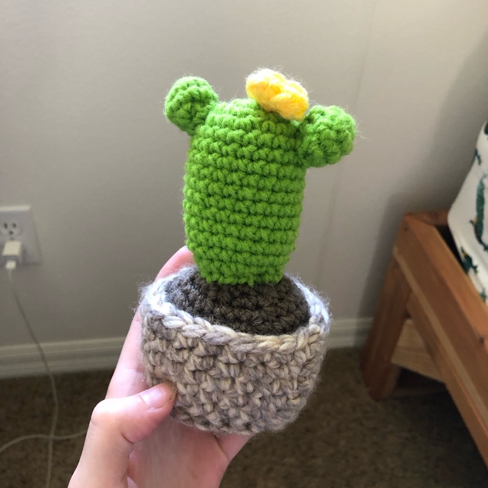 Decorative yarn cactus